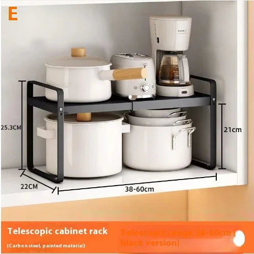 Kitchen Storage Layered Shelf Microwave Rack Standing Countertop Retractable Condiment Oven Organizer Kitchen Accessories